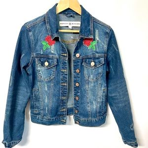 Ashley Mason cute rose patch distressed denim